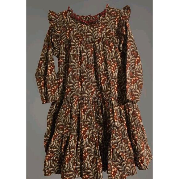 Pink Chicken Ruffle Longsleeve Fall Glitter Dress Size 7Y Thanksgiving Autumn‎ - Picture 1 of 8